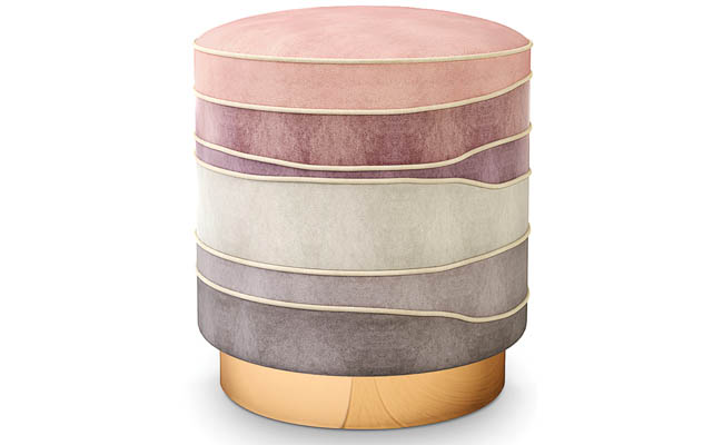 Brass base supports a colorful stool