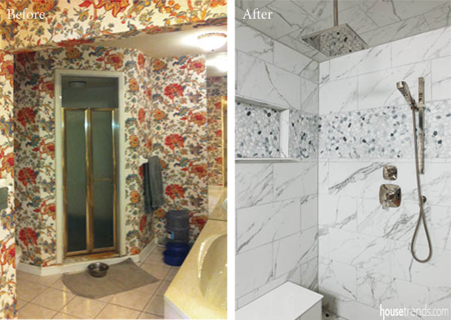 Patterned tile adds interest to a shower design