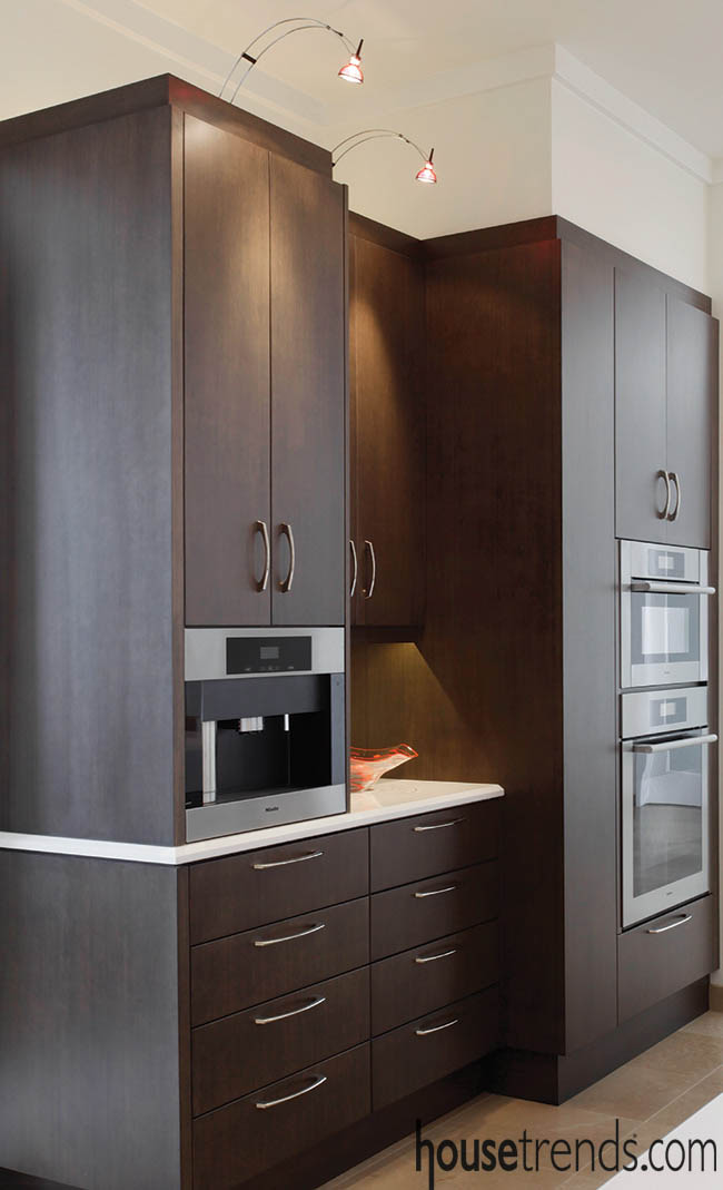 Lights lend sophistication to a kitchen