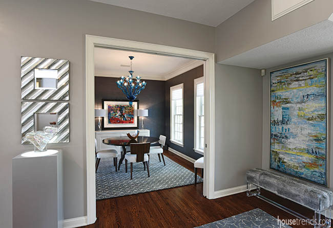 Pocket doors add optional privacy to a dining room