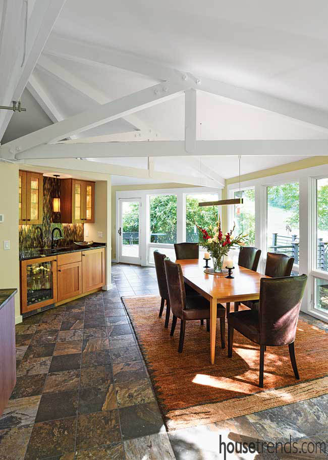 Casual dining area leads to an open deck