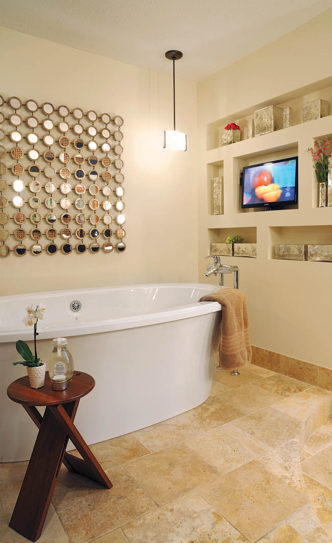 Television gets its own space in the bathroom
