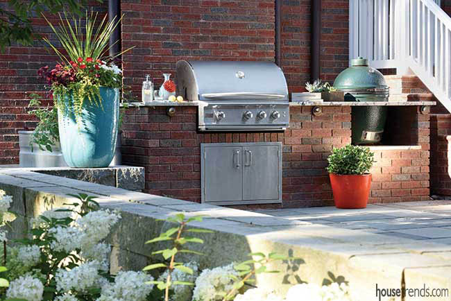 Patio hosts grill and Big Green Egg