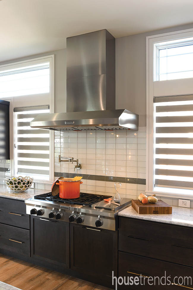 Subway tile creates a sleek backsplash