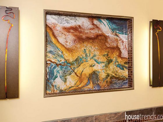 Granite adds a shock of color to a bathroom