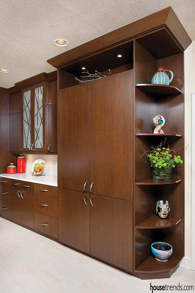 Oak cabinets lend an air of sophistication