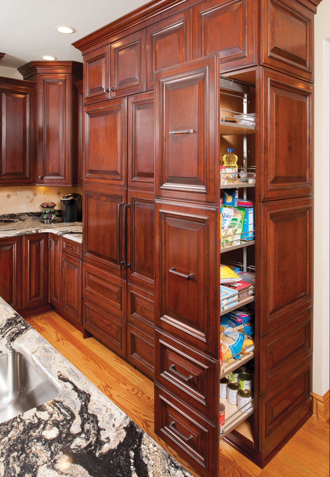 Hidden pullout kitchen pantry