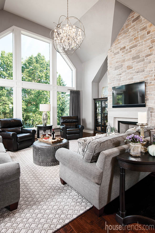 Large windows dominate a living room