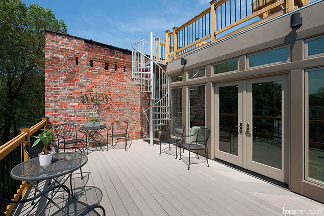Spiral staircase enhances a view