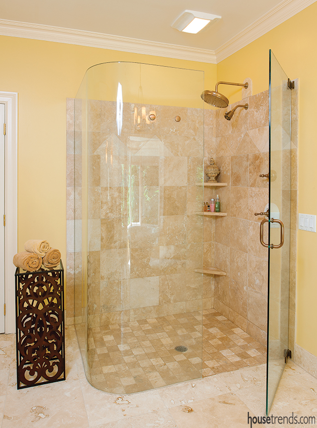 Glass shower door adds variety