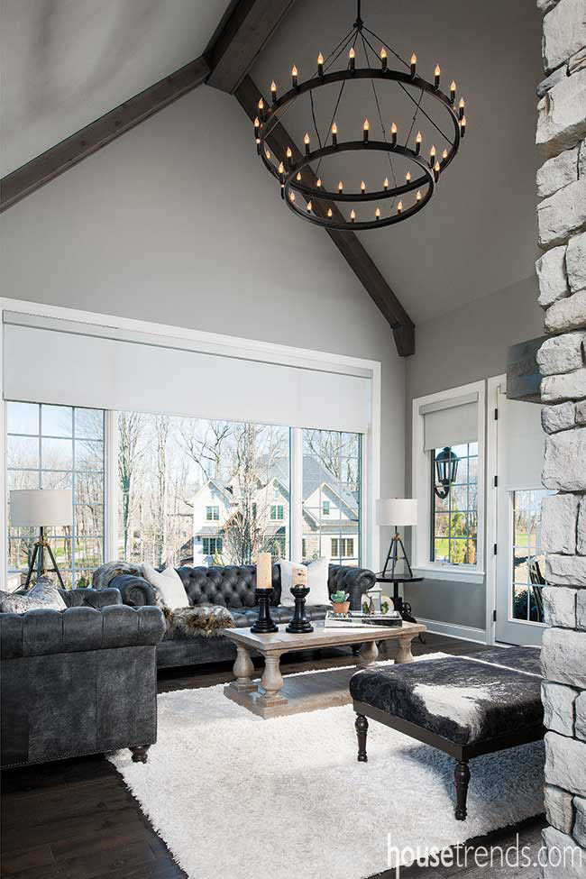 Sunroom boasts a vaulted ceiling