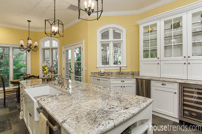 Cabinetry hides kitchen appliances