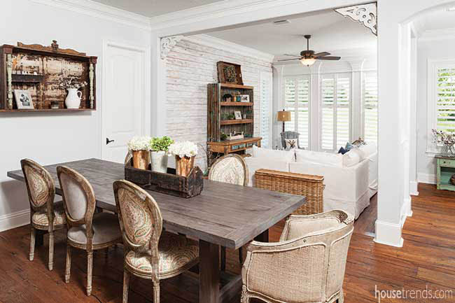 Rustic dining table with a farmhouse feel