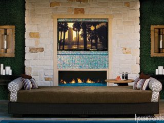 Tile adds color to a fireplace surround