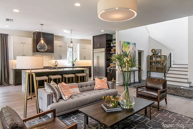 Wood and slate contribute to a contemporary design