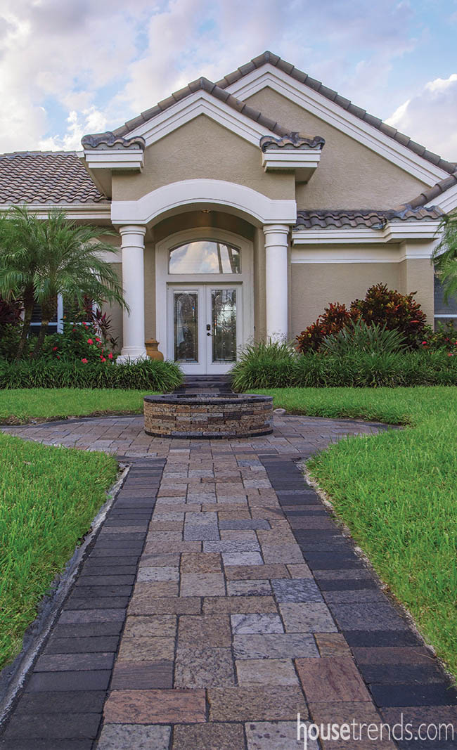 Pavers create an elegant walkway