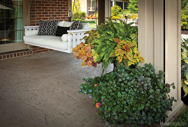Covered porch is the perfect place for shade plants