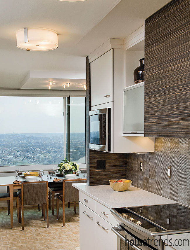 Backsplash adds texture to a condo kitchen
