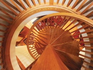 Spiral staircase adds character