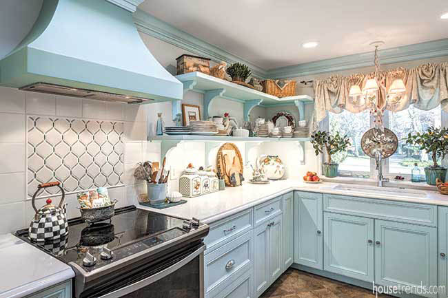 Corbels support open shelves