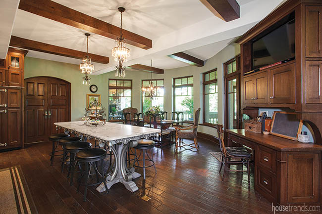 Carrara marble tops a custom pastry table