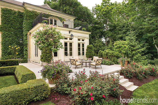 Bluestone pavers form an elegant patio