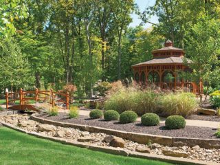 Landscape design spans multiple lots