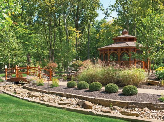 Landscape design spans multiple lots