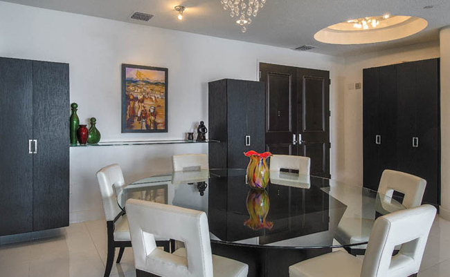 Cabinetry creates a brilliant contrast