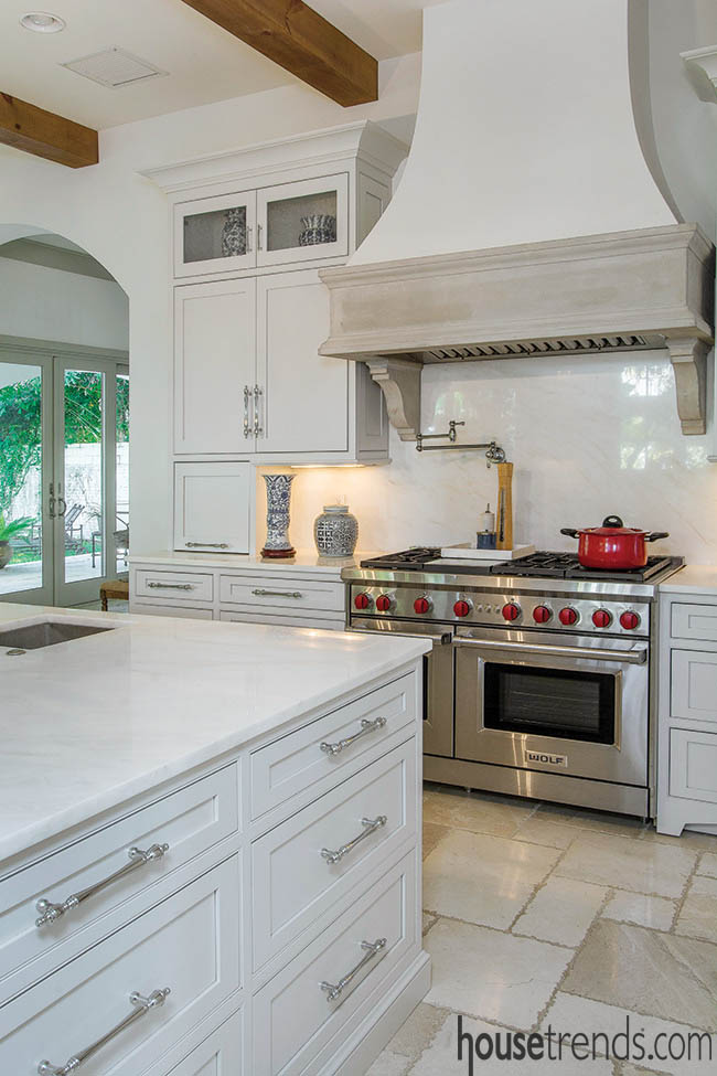 Range hood stands out in a kitchen