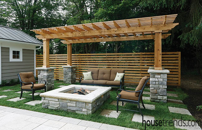 Shade for the day, fire pit for the night