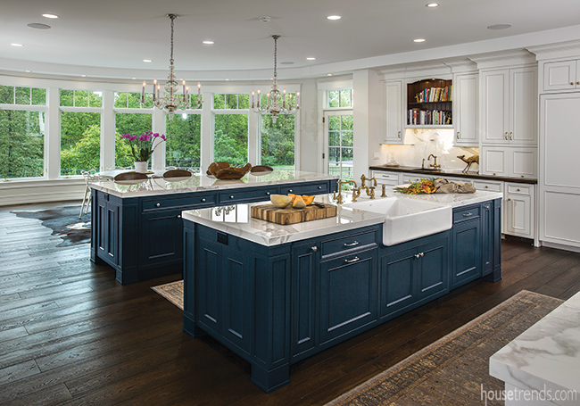 Porcelain countertops top off kitchen islands