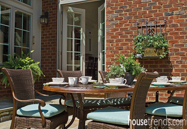 Outdoor furniture cushions in a peaceful color