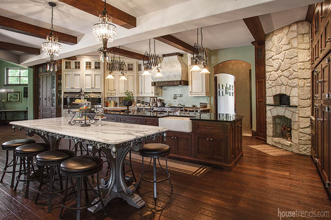 Kitchen boasts a wood-fired pizza oven