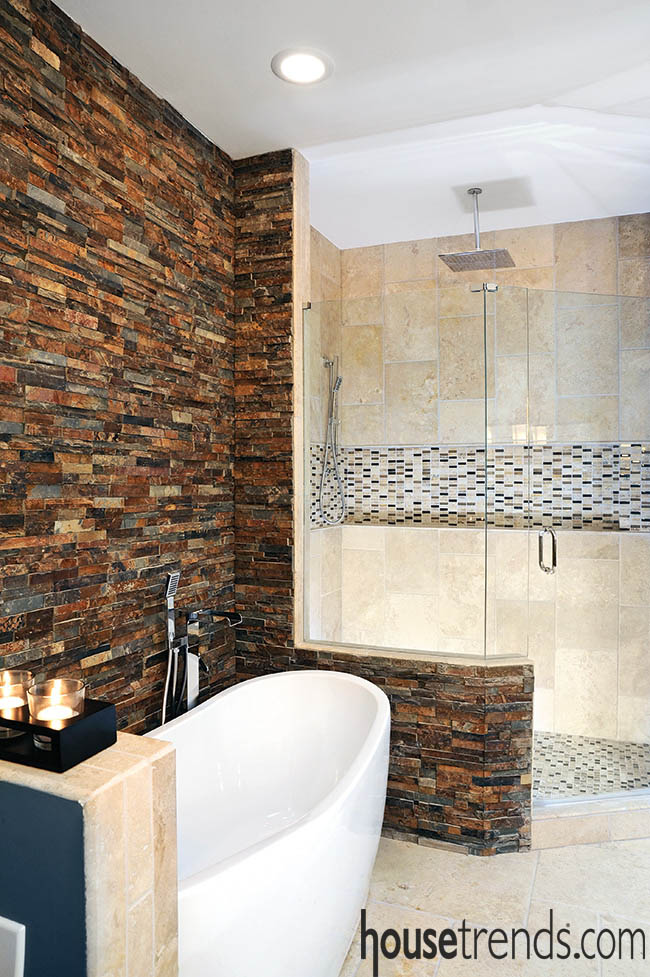 Tile adds a pop of texture to a shower design