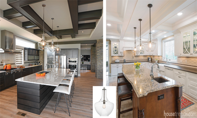 Two kitchens feature the same lights
