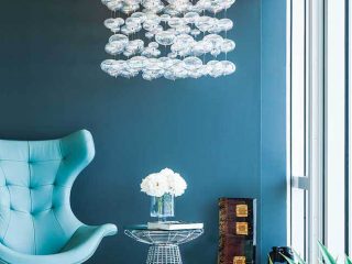 Chandelier makes a statement in a living room