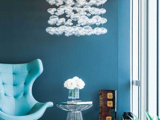 Chandelier makes a statement in a living room