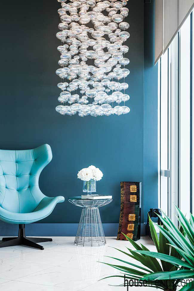 Chandelier makes a statement in a living room