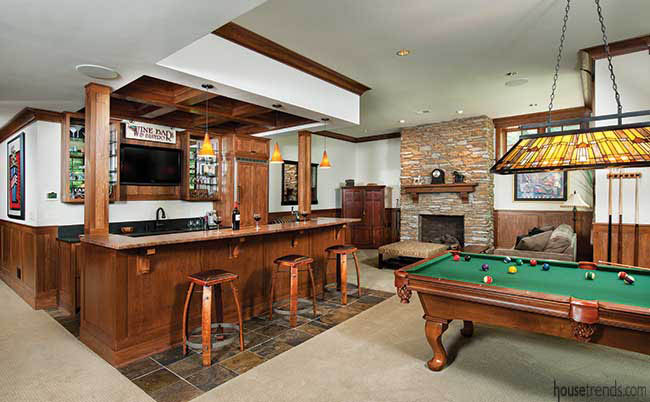 Lower level includes a billiards area