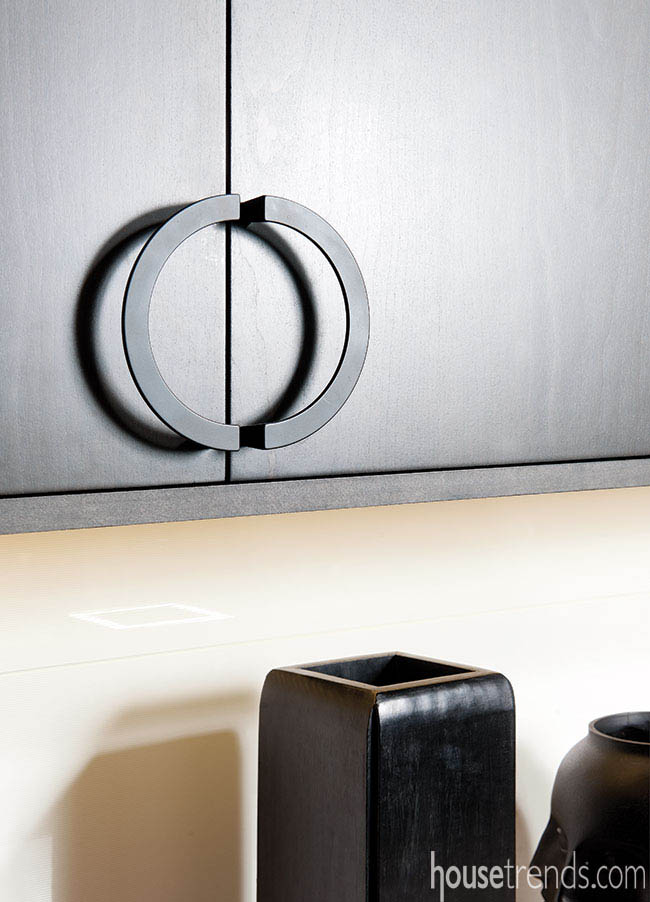 Hardware adds a modern touch to cabinetry