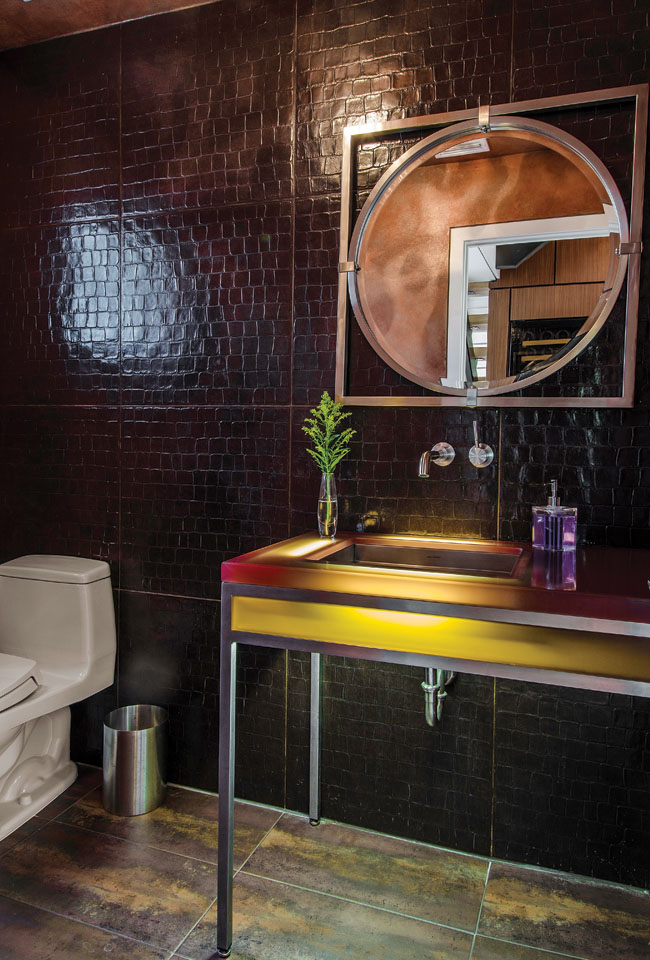 Bathroom tile boasts a unique texture