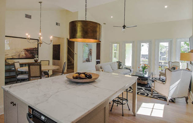 Kitchen island separates two spaces