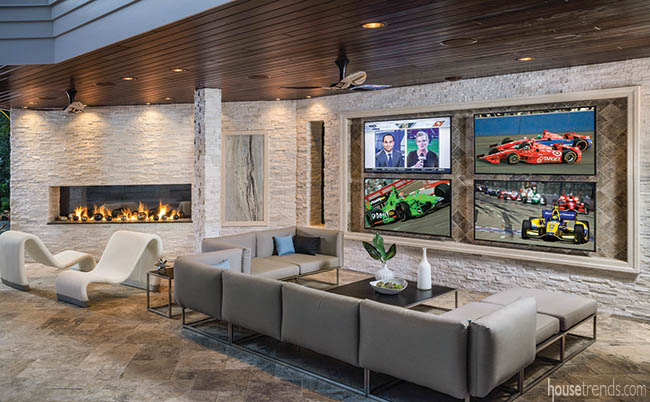 Pavilion protects televisions from the elements