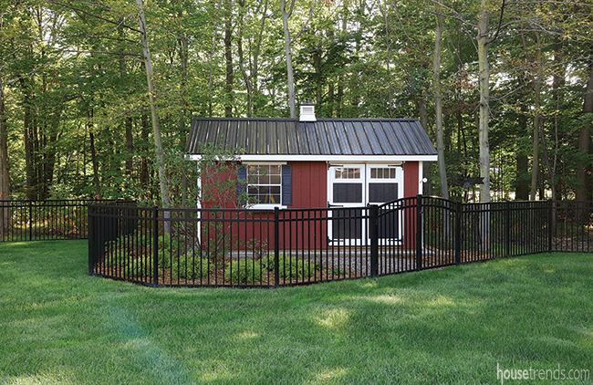 Shed blends in with new back yard design