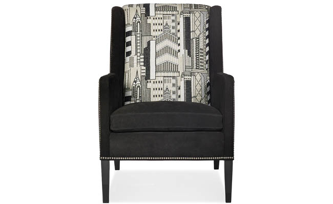 Cityscape print adds interest to a chair