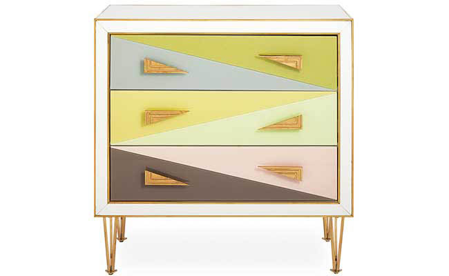 Chest of drawers painted with fun colors