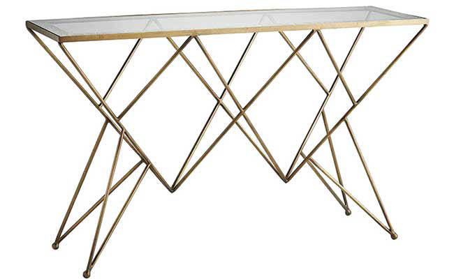 Antique brass finish on a console table