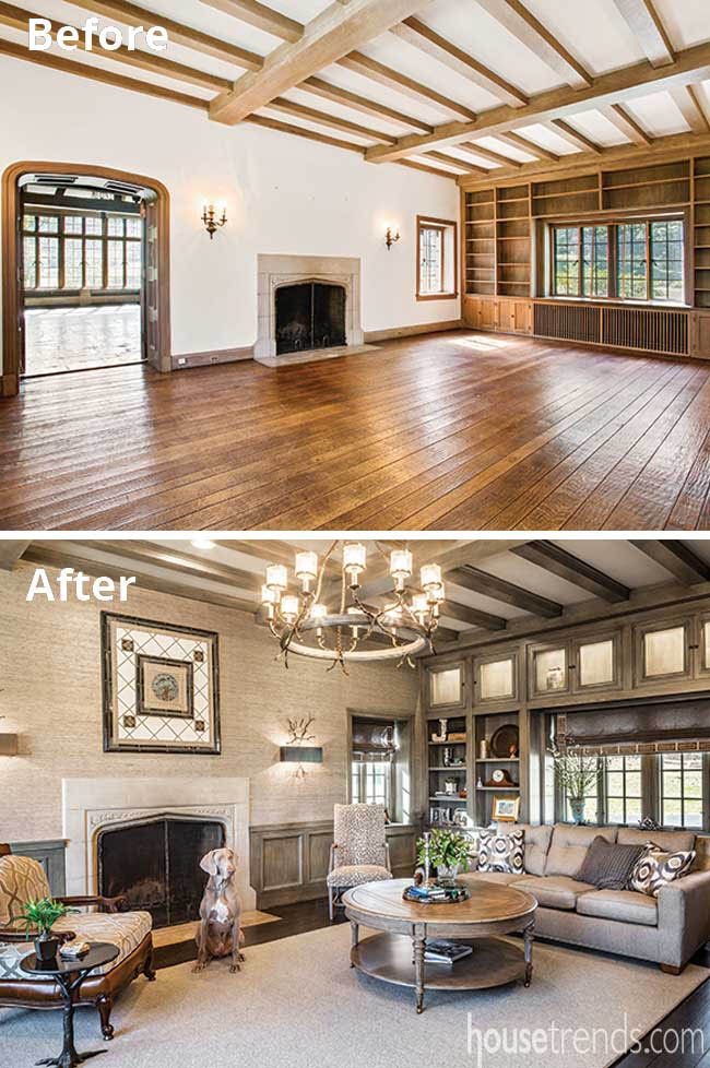Fireplace surround survives a remodel