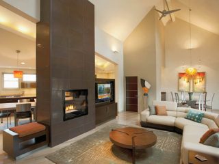 Lighting accentuates a home's warm interior